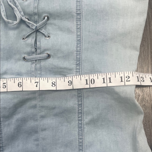 Revamped Denim half Light Blue Lace-Up Dress - Picture 8 of 11